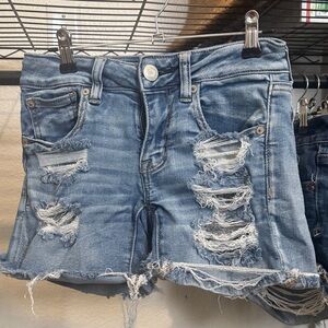 American Eagle Outfitters Distressed Light Blue Denim Cutoff Shorts